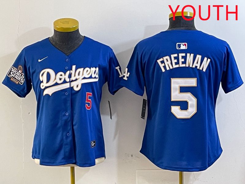 Youth Los Angeles Dodgers #5 Freeman Blue Gold Game 2025 Nike MLB Jersey style 3->youth mlb jersey->Youth Jersey